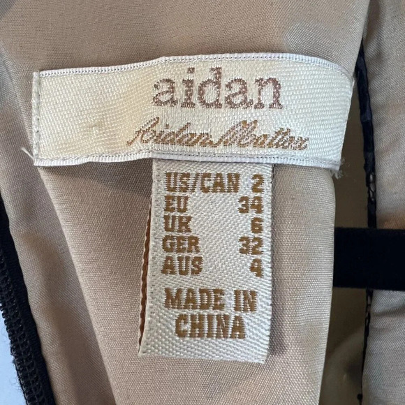 Aidan Mattox Black Beige A-Line Cocktail Dress $458 - Picture 11 of 13